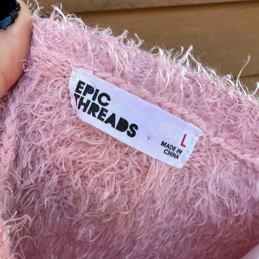 Epic Threads Pink Fuzzy Knit Sweater With Unicorn Design - Picture 2 of 10